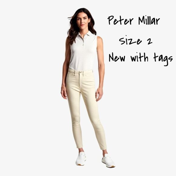Peter Millar Karlie Stretch Sateen High Rise Trousers Size 2 - New with Tags - Picture 1 of 7